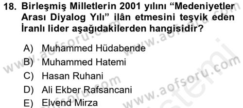 Siyasi Tarih 2 Dersi 2017 - 2018 Yılı (Final) Dönem Sonu Sınav Soruları 18. Soru