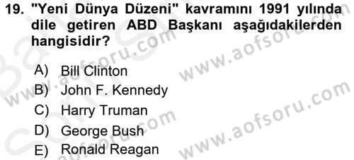 Siyasi Tarih 2 Dersi 2017 - 2018 Yılı (Final) Dönem Sonu Sınav Soruları 19. Soru