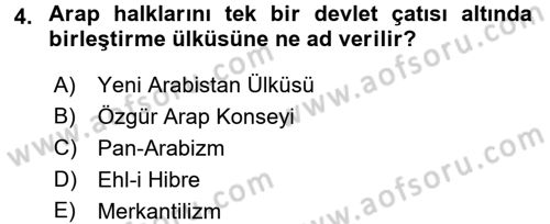 Siyasi Tarih 2 Dersi 2017 - 2018 Yılı (Final) Dönem Sonu Sınav Soruları 4. Soru