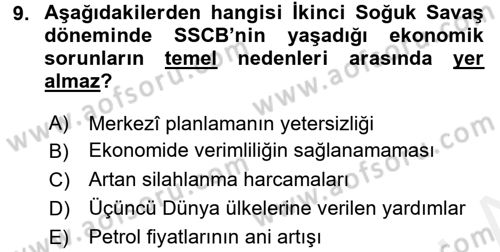 Siyasi Tarih 2 Dersi 2017 - 2018 Yılı (Final) Dönem Sonu Sınav Soruları 9. Soru