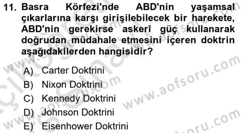 Siyasi Tarih 2 Dersi 2018 - 2019 Yılı 3 Ders Sınav Soruları 11. Soru