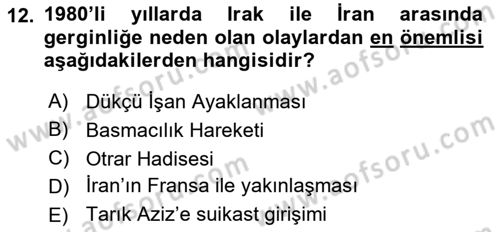 Siyasi Tarih 2 Dersi 2018 - 2019 Yılı 3 Ders Sınav Soruları 12. Soru