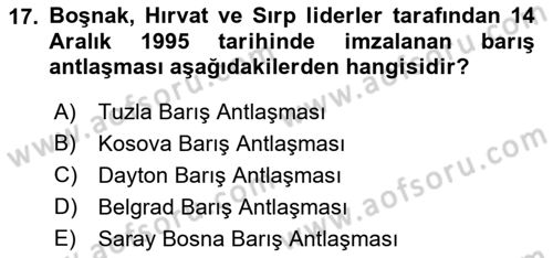 Siyasi Tarih 2 Dersi 2018 - 2019 Yılı 3 Ders Sınav Soruları 17. Soru