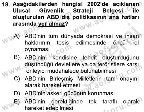Siyasi Tarih 2 Dersi 2018 - 2019 Yılı 3 Ders Sınav Soruları 18. Soru