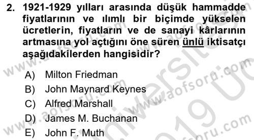 Siyasi Tarih 2 Dersi 2018 - 2019 Yılı 3 Ders Sınav Soruları 2. Soru