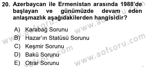 Siyasi Tarih 2 Dersi 2018 - 2019 Yılı 3 Ders Sınav Soruları 20. Soru