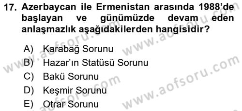 Siyasi Tarih 2 Dersi 2018 - 2019 Yılı (Final) Dönem Sonu Sınavı 17. Soru