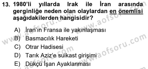 Siyasi Tarih 2 Dersi 2018 - 2019 Yılı Yaz Okulu Sınav Soruları 13. Soru