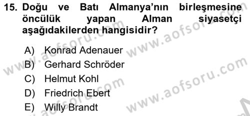 Siyasi Tarih 2 Dersi 2018 - 2019 Yılı Yaz Okulu Sınav Soruları 15. Soru