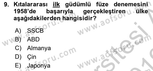 Siyasi Tarih 2 Dersi 2018 - 2019 Yılı Yaz Okulu Sınav Soruları 9. Soru