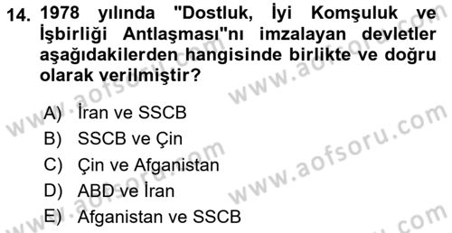 Siyasi Tarih 2 Dersi 2020 - 2021 Yılı Yaz Okulu Sınav Soruları 14. Soru