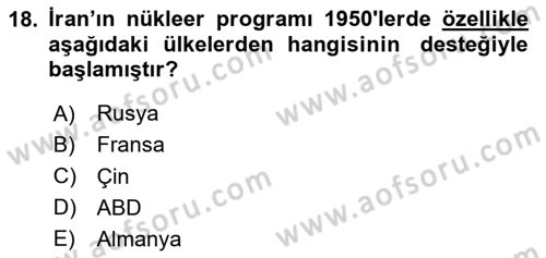 Siyasi Tarih 2 Dersi 2020 - 2021 Yılı Yaz Okulu Sınav Soruları 18. Soru