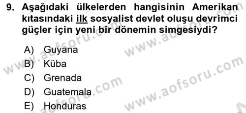 Siyasi Tarih 2 Dersi 2020 - 2021 Yılı Yaz Okulu Sınav Soruları 9. Soru