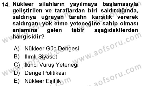 Siyasi Tarih 2 Dersi 2021 - 2022 Yılı (Vize) Ara Sınav Soruları 14. Soru