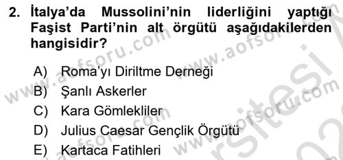 Siyasi Tarih 2 Dersi 2021 - 2022 Yılı (Vize) Ara Sınav Soruları 2. Soru