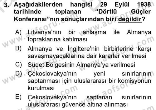 Siyasi Tarih 2 Dersi 2021 - 2022 Yılı (Vize) Ara Sınav Soruları 3. Soru