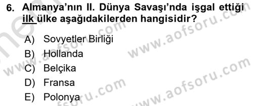 Siyasi Tarih 2 Dersi 2021 - 2022 Yılı (Vize) Ara Sınav Soruları 6. Soru