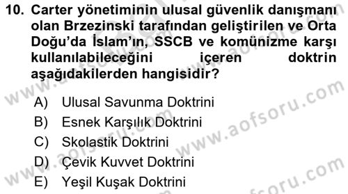 Siyasi Tarih 2 Dersi 2021 - 2022 Yılı (Final) Dönem Sonu Sınav Soruları 10. Soru