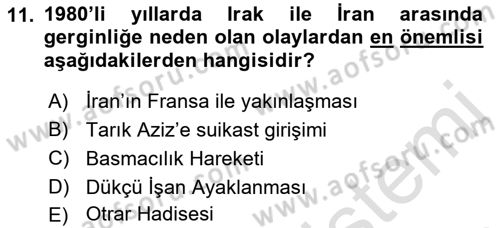 Siyasi Tarih 2 Dersi 2021 - 2022 Yılı (Final) Dönem Sonu Sınav Soruları 11. Soru