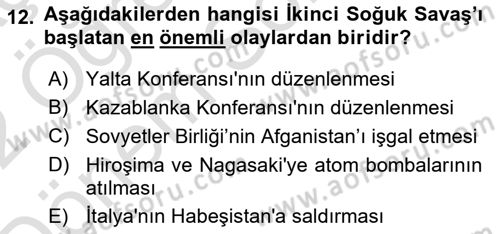Siyasi Tarih 2 Dersi 2021 - 2022 Yılı (Final) Dönem Sonu Sınav Soruları 12. Soru
