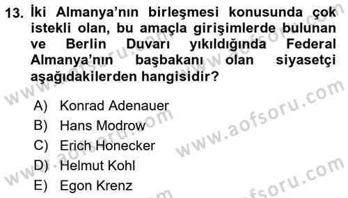 Siyasi Tarih 2 Dersi 2021 - 2022 Yılı (Final) Dönem Sonu Sınav Soruları 13. Soru
