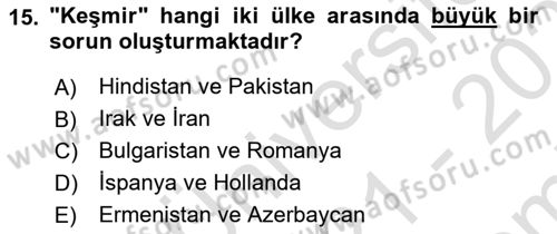 Siyasi Tarih 2 Dersi 2021 - 2022 Yılı (Final) Dönem Sonu Sınav Soruları 15. Soru