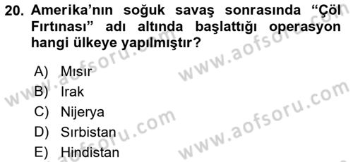 Siyasi Tarih 2 Dersi 2021 - 2022 Yılı (Final) Dönem Sonu Sınav Soruları 20. Soru