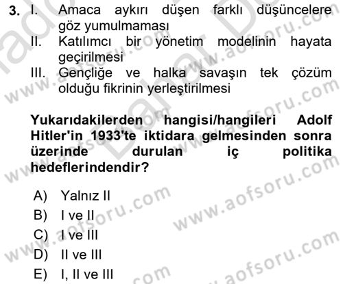Siyasi Tarih 2 Dersi 2021 - 2022 Yılı (Final) Dönem Sonu Sınav Soruları 3. Soru