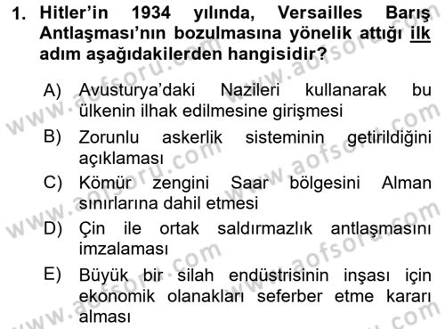 Siyasi Tarih 2 Dersi 2021 - 2022 Yılı Yaz Okulu Sınav Soruları 1. Soru