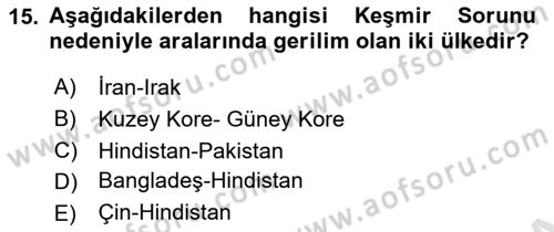 Siyasi Tarih 2 Dersi 2021 - 2022 Yılı Yaz Okulu Sınav Soruları 15. Soru