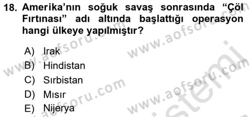 Siyasi Tarih 2 Dersi 2021 - 2022 Yılı Yaz Okulu Sınav Soruları 18. Soru