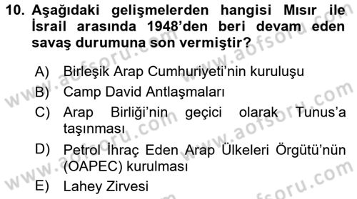 Siyasi Tarih 2 Dersi 2022 - 2023 Yılı Yaz Okulu Sınav Soruları 10. Soru