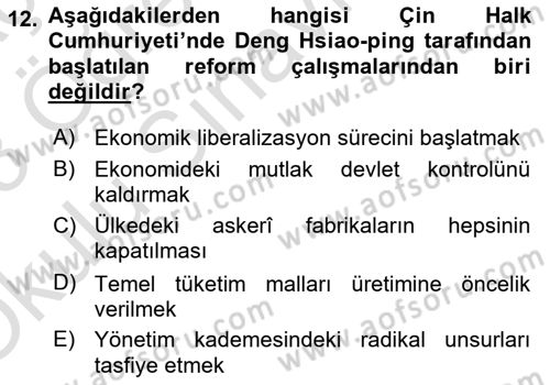 Siyasi Tarih 2 Dersi 2022 - 2023 Yılı Yaz Okulu Sınav Soruları 12. Soru