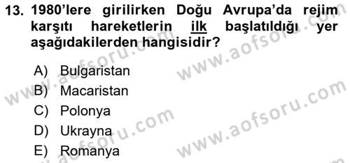Siyasi Tarih 2 Dersi 2022 - 2023 Yılı Yaz Okulu Sınav Soruları 13. Soru