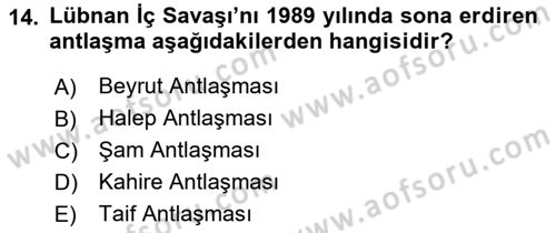 Siyasi Tarih 2 Dersi 2022 - 2023 Yılı Yaz Okulu Sınav Soruları 14. Soru