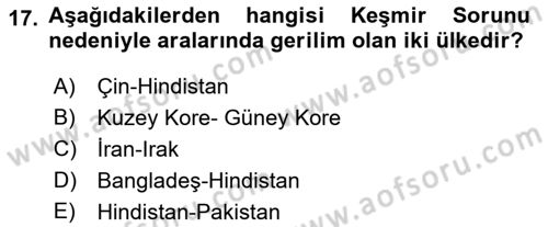 Siyasi Tarih 2 Dersi 2022 - 2023 Yılı Yaz Okulu Sınav Soruları 17. Soru