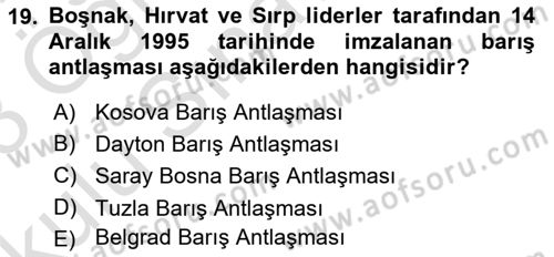 Siyasi Tarih 2 Dersi 2022 - 2023 Yılı Yaz Okulu Sınav Soruları 19. Soru