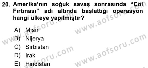 Siyasi Tarih 2 Dersi 2022 - 2023 Yılı Yaz Okulu Sınav Soruları 20. Soru