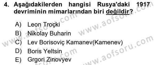Siyasi Tarih 2 Dersi 2022 - 2023 Yılı Yaz Okulu Sınav Soruları 4. Soru