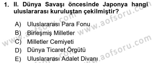 Siyasi Tarih 2 Dersi 2023 - 2024 Yılı (Vize) Ara Sınav Soruları 1. Soru