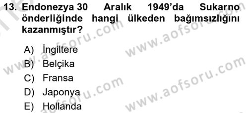 Siyasi Tarih 2 Dersi 2023 - 2024 Yılı (Vize) Ara Sınav Soruları 13. Soru