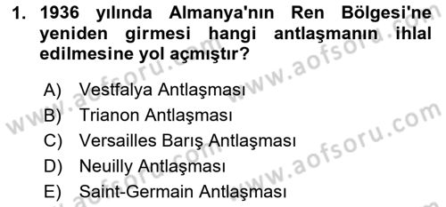 Siyasi Tarih 2 Dersi 2023 - 2024 Yılı (Final) Dönem Sonu Sınav Soruları 1. Soru