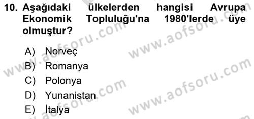 Siyasi Tarih 2 Dersi 2023 - 2024 Yılı (Final) Dönem Sonu Sınav Soruları 10. Soru