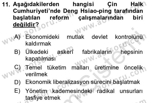 Siyasi Tarih 2 Dersi 2023 - 2024 Yılı (Final) Dönem Sonu Sınav Soruları 11. Soru