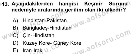 Siyasi Tarih 2 Dersi 2023 - 2024 Yılı (Final) Dönem Sonu Sınav Soruları 13. Soru