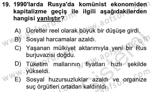 Siyasi Tarih 2 Dersi 2023 - 2024 Yılı (Final) Dönem Sonu Sınav Soruları 19. Soru