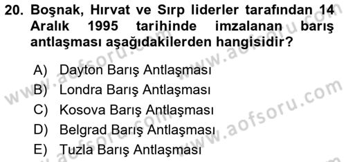 Siyasi Tarih 2 Dersi 2023 - 2024 Yılı (Final) Dönem Sonu Sınav Soruları 20. Soru