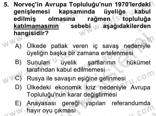 Siyasi Tarih 2 Dersi 2023 - 2024 Yılı (Final) Dönem Sonu Sınav Soruları 5. Soru