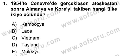 Siyasi Tarih 2 Dersi 2023 - 2024 Yılı Yaz Okulu Sınav Soruları 1. Soru