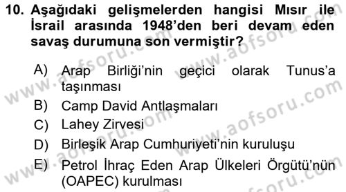 Siyasi Tarih 2 Dersi 2023 - 2024 Yılı Yaz Okulu Sınav Soruları 10. Soru